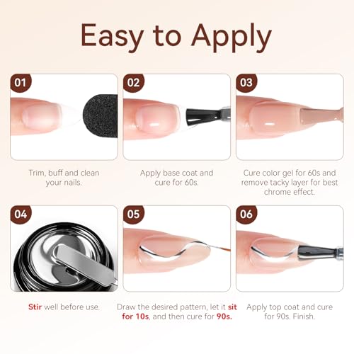 Makartt Chrome Gel Nail Polish Set: Metallic Gel Nail Polish, Silver and Gold 3D Metal Painting Gel for Nail Art Soak off UV/LED Glossy Mirror Effect Nail Glue Gel for Home Salon DIY Manicure（2pcs）