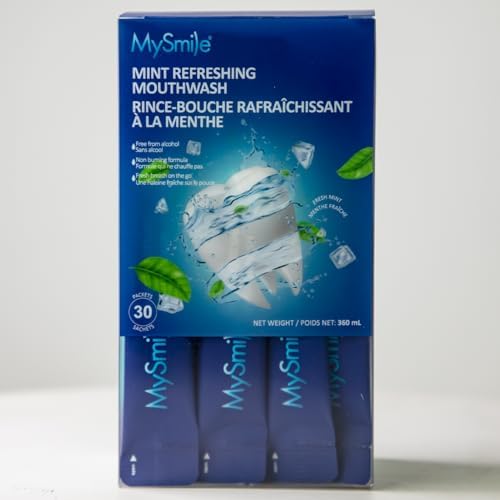 MySmile Mouthwash Alcohol Free, Mouth Wash for Adults, Travel Mouthwash, Oral Rinse Helps Kill 99% of Bad Breath Germs, Prevents Cavities, Fluoride Free, Fresh Mint, 30 Uses