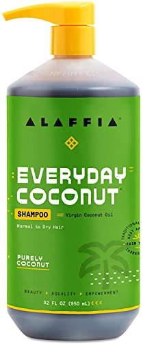 Alaffia EveryDay Coconut Shampoo - Normal to Dry Hair, Helps Gently Clean Scalp and Hair of Impurities with Ginger and Coconut Oil, Fair Trade, Purely Coconut 32 Fl Oz