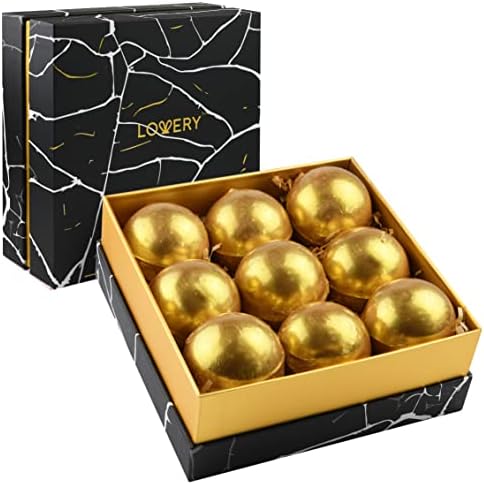 Birthday Gifts, 24K Gold Bath Bombs Set, Deluxe Marble Bath Bomb Gift Set, 9 Bath Bombs for Women & Men, Perfect for Bubble & Spa Bath, Natural Scents, Vanilla Coconut, Lavender, Jasmine & More
