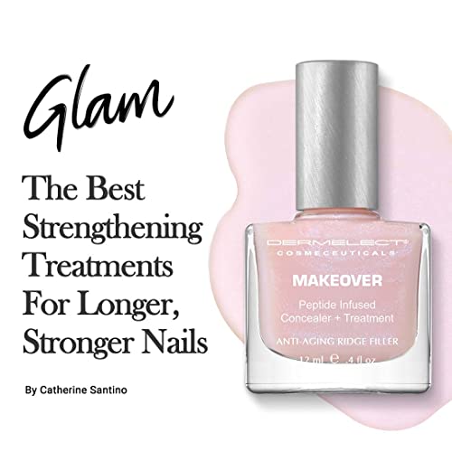 Dermelect Makeover Ridge Filler - Award-Winning Nail Treatment, Strengthens, Moisturizes, Conceals Imperfections, Keratin & Peptide Enriched, For Healthy, Smooth Nails 0.4 oz