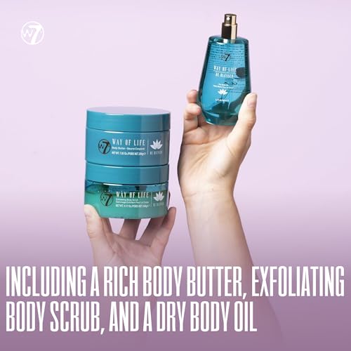W7 Way of Life Body Care Set | Exfoliating Scrub, Hydrating Body Oil & Nourishing Body Butter | Luxury Skincare for Glowing Skin | Full Size, Long Lasting Products to Use at Home