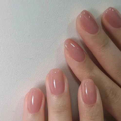 Curvlife Tip Press on Nails Acrylic Fake Nails with Design Full Cover False Nails for Women Reusable Nail Kit with Nail Glue Adhesive Tabs Nail File (honey peach, 30pcs)