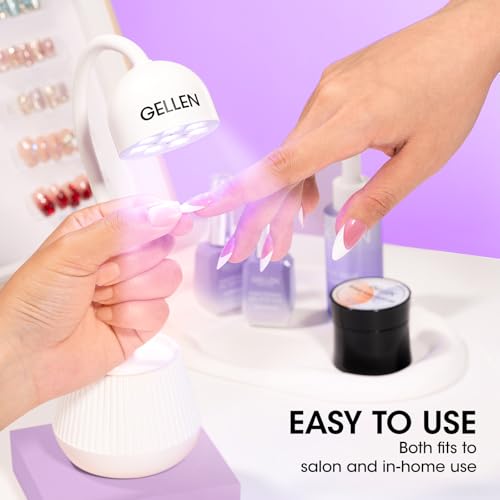 Gellen Gooseneck U V Lamp for Gel Nails, Rechargeable Flash Cure Lamp, 365+405nm 24W Nail UV Light, Smart Sensor Cordless Mini U V Light for Nail Art