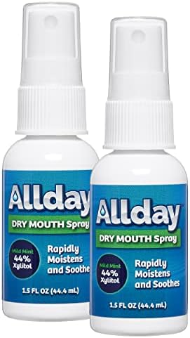 Allday Dry Mouth Spray - Maximum Strength Xylitol, Fast Acting, Non-Acidic (Pack of 2)