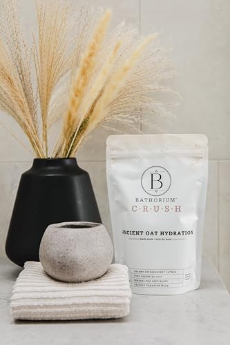 Bathorium Ancient Oat Hydration Crush, Mineral Sea Salt Bath Soak, Skin-Soothing Colloidal Oats, Light Floral Fragrance, pH-Balanced, Approximately 5 Soaks, 21 oz