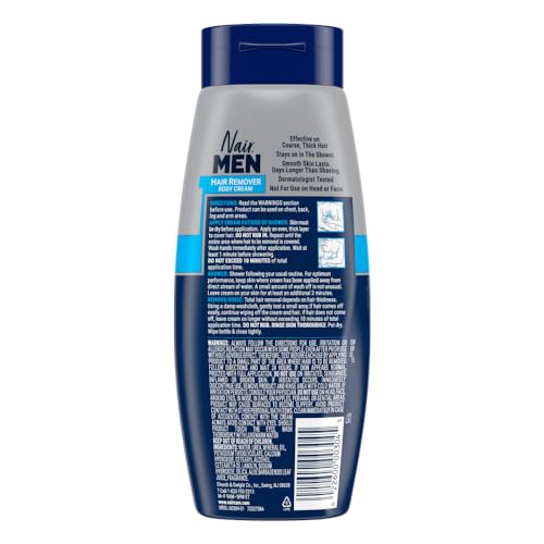 Nair Men Body Cream Hair Remover, Body Hair Removal Cream, 12 oz