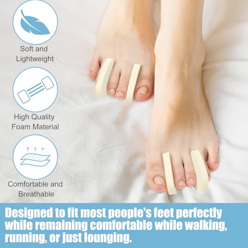 40 Pack Large Foam Toe Spacers Toe Separators for Women Men Relieves Corns Pain From Bunions Toe Overlap Hammer Toe Relief Friction