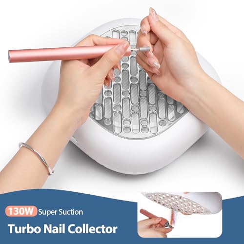 130W Brushless Nail Dust Collector Machine Nail Dust Vacuum Cleaner with Powerful Suction Extractor Fan for Manicure, Professional Nail Filter for Nail Art (Silver Style)