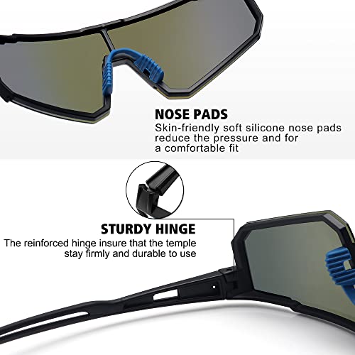STORYCOAST Sports Running Sunglasses for Men Women Cycling Driving Fishing Bike Sunglasses Polarized UV400 Protection 2Pack Matte Black/Gray+Matte Black/Dark Blue