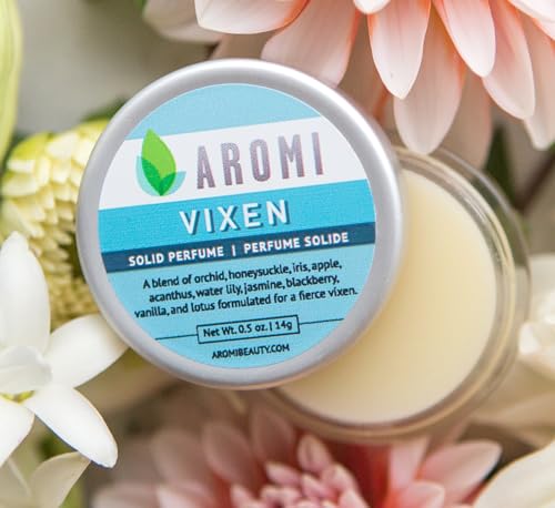 Aromi Vixen Solid Perfume | Fruity, Floral Fragrance, Jasmine, Honeysuckle, Water Lily Scent, Vegan, Cruelty-free, Wax Based, Travel, Women's Gift, Handmade (Vixen)