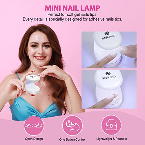 SAVILAND Almond Gel Nail Kit - Nail Drill with U V Lamp for Nails 500PCS Almond Nail Tips Gel SSProTip X Kit Easy Use Manicure Tool for Manicure Design at Home DIY Salon Gift for Women