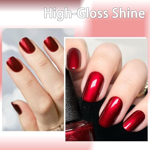 6 Colors Nail Polish, 12ml×6 Quick Dry Nail Lacquer, Super Lustrous Nail Enamel Polish, Shimmer Iridescent Ultrachrome Nail Art Varnish, 0.41 fl oz