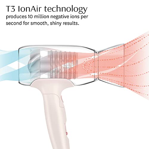 T3 Afar Lightweight Travel-Size Hair Dryer with Auto Dual Voltage, Folding Handle, Fast Drying, Lightweight and Ergonomic, Frizz Smoothing, Multiple Heat and Speed Combinations