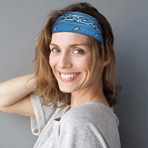 WILLBOND 10 Pcs Wide Bandana Headbands for Women Non Slip Paisley Crystal Hairband Elastic Boho Bling Rhinestone Head Wrap Stretchy Turban Bandana Hair Accessories for Sports Yoga Gym Workout