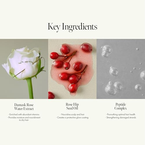 Rosy Night Hair Ampoule Treatment for Damaged Hair – Water-to-Cream Repair Formula with Peptides & Amino Acids – Frizz Control, Color Safe, Silicone-Free, Floral Musk Scent – 6.76 fl oz