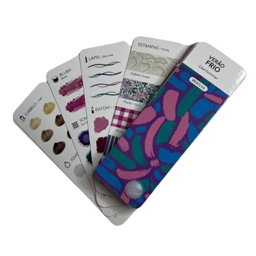 Bilingual Cool Summer Palette Color Fan by Resolva Meu Look, Personalized Guide for Cost Saving, Smart Shopping, Outfit & Wardrobe Planning; Verão Frio/Verano Frío