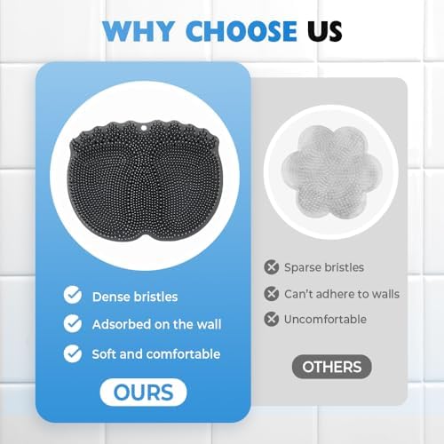 2025 New Shower Foot and Back Scrubber, Upgraded Shower Foot & Back Scrubber Massage Pad, Washer Exfoliating Bath Pad with Non-Slip Suction Cups Wall Mounted for Men and Women (Pink)