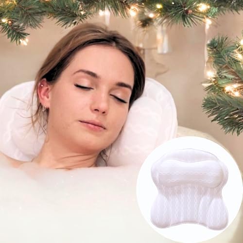 Bath Pillow - Bath Pillows for Tub Neck & Back Support, Luxury Bathtub Pillows for Head & Neck, Soaking, Bubble Bath & Spa, Bathtub Accessories for Women - Gifts for Women,Wife,Girlfriend,Best Friend