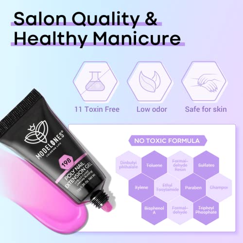 modelones 12 Colors Poly Nail Extension Gel Kit Pink Black White Red Glitter All Seasons Classic Colors Builder Nail Gel Set Holiday Manicure DIY Design Salon at Home Beauty Gifts