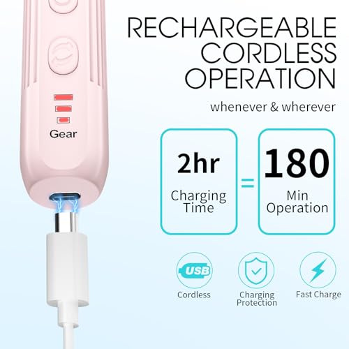 Electric Nail Drill, Professional Manicure Pedicure Kit, Cordless Electric Nail File Set, Rechargeable Pedicure Tools for feet, 3 Speeds Hand Foot Care Nail Drill for Thick Nail Toenail Cuticle