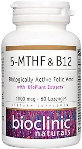 Bioclinic Naturals 5-MTHF & B12 Biologically Active Folic Acid - 60 Lozenges