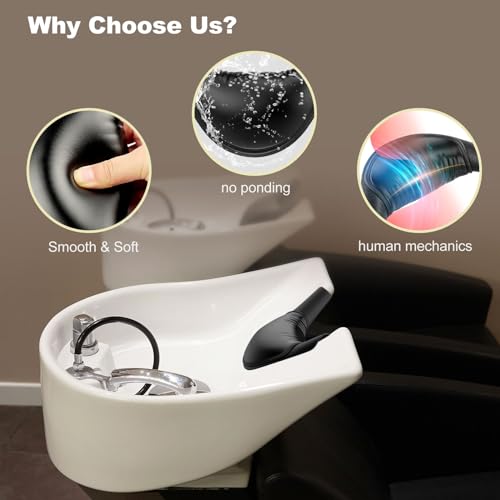AISEELY Shampoo Bowl Neck Rest - 2 Suction Cups Included Salon Shampoo Neck Rest Cushion, Silicone Neck Cushion for Home Wash Basin & Professional Salon Hair Washing Tray