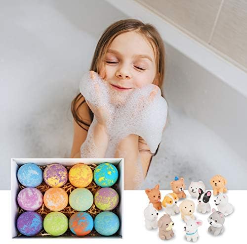 Bath Bombs for Kids with Toys Inside for Girls Boys - 12 Set Surprise Bubble Bath Fizzies, Colorful Handmade Kids Safe and Gentle Spa Bath Fizz Balls Kit, Birthday Christmas Gift (Package May Vary)