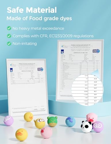 Momcozy Essential Oil Bath Bombs,14 Pcs Bubble Bath Fizzy Balls with 7 Cute Animal Shapes,Bath Bombs Gift Set for Kids Girls Boys Toddler, Ideal Gift for Children's Day, Bath Bomb Kit