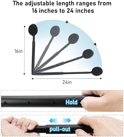 24 Inches Adjustable Bath Brush Long Handle for Shower，Dual-Sided Silicone Back Scrubber for Shower Exfoliating & Massage - Perfect for Elderly, Disabled, Limited Arm Movement (Black)
