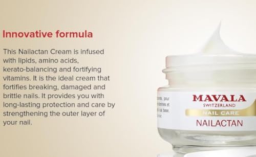 Mavala Nail Care Nailactan Nutritive, Nail Cream In Jar, Supports Damaged Nails, Nourishing, Moisturizing Nail Care Cuticle Cream, Promotes Nail Growth, 0.5 Ounce Jar