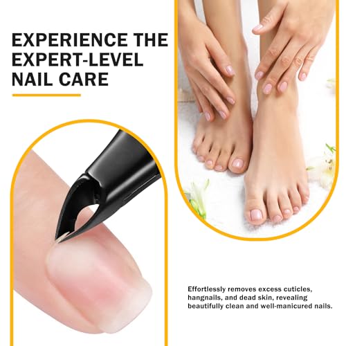 BEZOX Cuticle Trimmer for Salon-Worthy Nails - Professional Half Jaw (5 mm) Cuticle Clippers with Anti-Slip Silicon Handle, Precision Cuticle Cutters Premium Manicure Tool - Dark