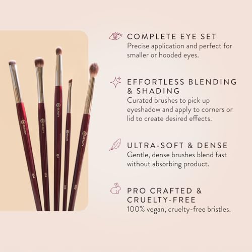 BK BEAUTY - BRUSH SET FOR HOODED OR SMALLER EYES (5PC) - Eyeshadow Brush Set for Blending, Smudging & Defining Eyeshadow and Eyeliner | Premium Eye Makeup Brushes for Precise Application