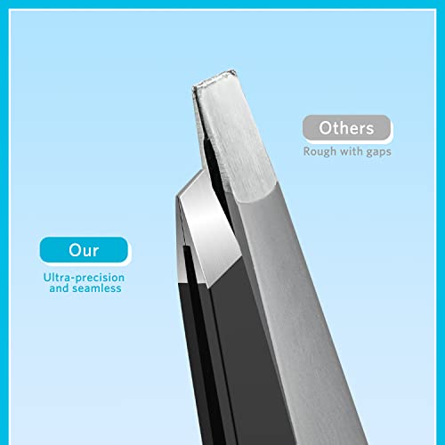 MORGLES Tweezers Set and Nail Clippers, 9 Pcs Stainless Steel Tweezers Kit for Men Professional Manicure Set for Men Grooming Kit with Leather Travel Case