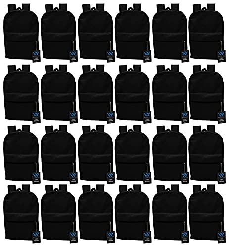 24 Pack Backpack, Bulk 17 inch Lightweight Outdoor Travel Gym Corporate Events Bag (Black)