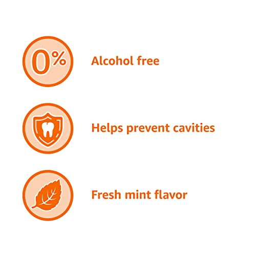 Amazon Basics Anticavity Fluoride Rinse, Alcohol-Free, Mint, 18 ounce (Pack of 4)