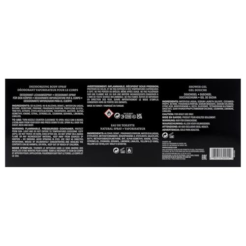 Guess Uomo for Men - 4 Pc Gift Set 3.4oz EDT Spray, 6oz Deodorizing Body Spray, 3.4oz Shower Gel, Pouch