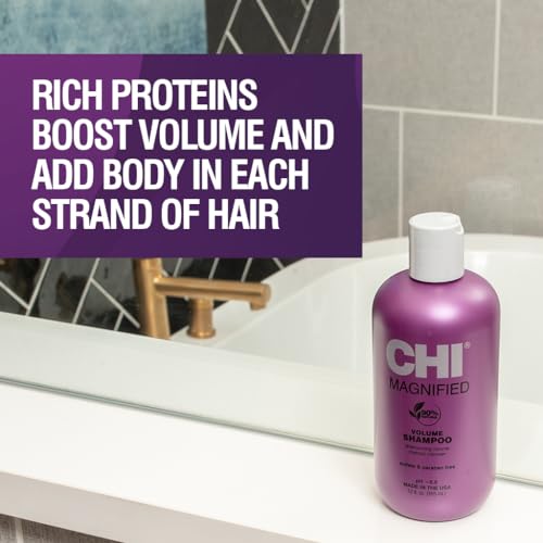 CHI Magnified Volume Shampoo, Boosts Volume & Body & Builds Strength & Shine, Great For Fine Hair, Sulfate, Paraben, & Cruelty-Free, 12 Oz