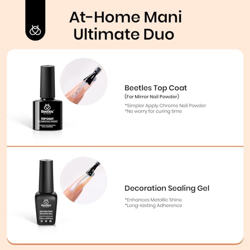 Beetles 20 Colors Metallic Chrome Nail Powder, Metallic nail polish Chrome Powder Mirror Effect Holographic Aurora Nail Art 0.5g/Jar, with Top Coat & Decoration Sealing Gel Black White Gel Polish