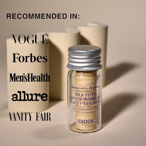 Bamboo Salt Silk Floss with Beeswax - 1 Spool (33yd) | Pine Flavor, All Natural, Plastic Free & Refillable, Hydroxyapatite Infused, Bouncy Italian Silk, PFAS Free