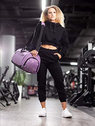Fitgriff® Gym Bag V1 for Men & Women with Shoe & Wet Compartment - Duffle Bag for Travel, Sports, Fitness & Workout (Purple, 19 x 10 x 10″ (Small))