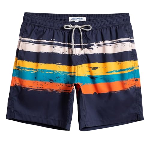 maamgic Mens Swim Trunks Quick Dry Swim Shorts with Mesh Lining Funny Swimwear Bathing Suits 0455-Navy X-Small