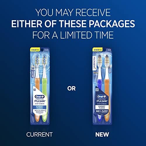 Oral-B Pulsar Expert Clean Battery Toothbrush, Medium, Tooth Brush Pack of 2, (Packaging may vary), Oral Care