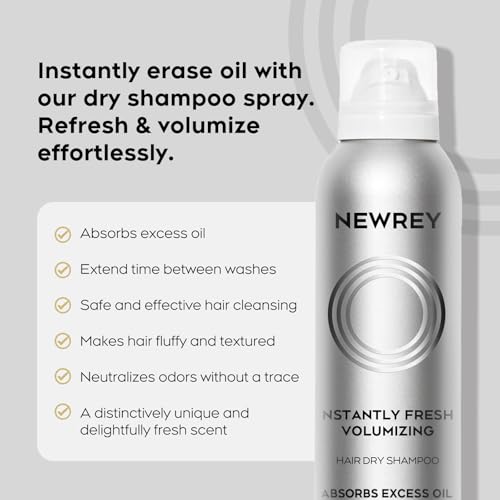 Dry Shampoo Spray for Women & Men - Freshens hair, Residue-Free, Volumizing Formula with Rice Starch - Absorbs Oil, Eliminates Odors - 5.07 oz