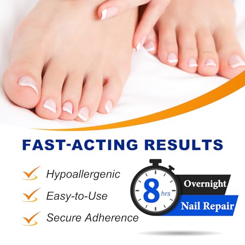 Toenail Treatment Extra Strength-8-Hrs Overnight Nail Repair,ingrown toenail treatment,Strengthens Brittle Nails,Improves Texture & Thickening Hypoallergenic Easy (2 pack 64 Patch)
