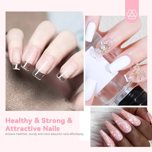 SAVILAND Clear Dip Powder Nail Kit Starter: 60g 2.1oz Dip Powder for Nails with Dipping Powder Liquid Set Dip Base Activator and Top Coat Professional Dip Nail Kit Repair for French Manicure Nail Art