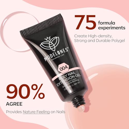 Modelones Poly Nail Gel Kit 30ml 2PCS with Slip Solution Top Base Coat Extension Builder Enhancement Professional Starter Kit DIY Salon Use
