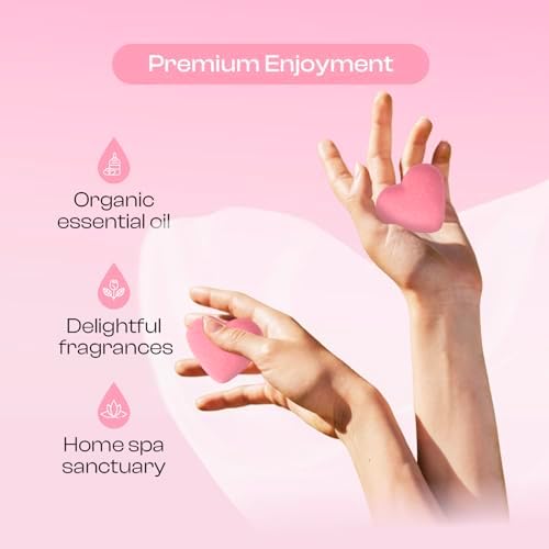 Shower Steamers Aromatherapy Heart-Shaped Pink with Rose Scent Natural Essential Oil for Self Care Home Spa Birthday Gift Daughter Wife Mom, Pack of 6 (Pink)