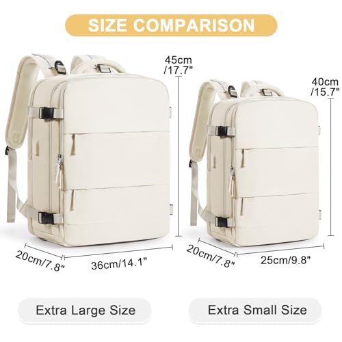 coofay Large Travel Backpack Carry on Flight Approved Mochila De Viaje Personal Item Backpack for Airlines Frontier Airlines Personal Item Bag Large Backpack for Travel Backpacks for Men Women Beige