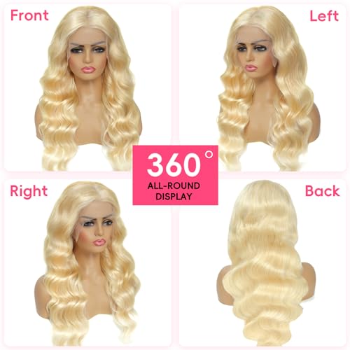 28 Inch 613 13x6 Lace Front Wig Human Hair 200 Density Blonde Wig Human Hair 613 HD Lace Frontal Wig 13x6 Blonde Body Wave Lace Front Wigs Human Hair Pre Plucked